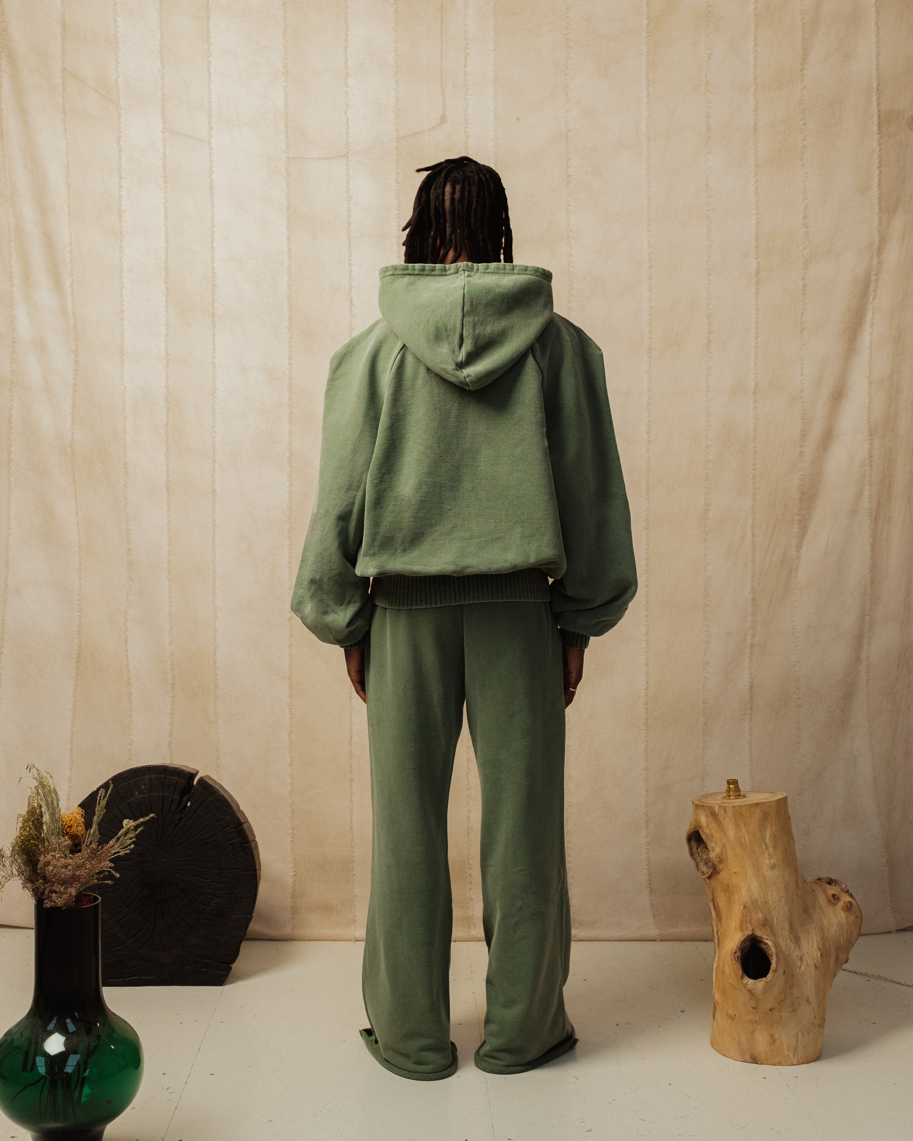 WOOL CHAIN-QUILT HOODIE IN EMERALD – HOUSE OF ERRORS